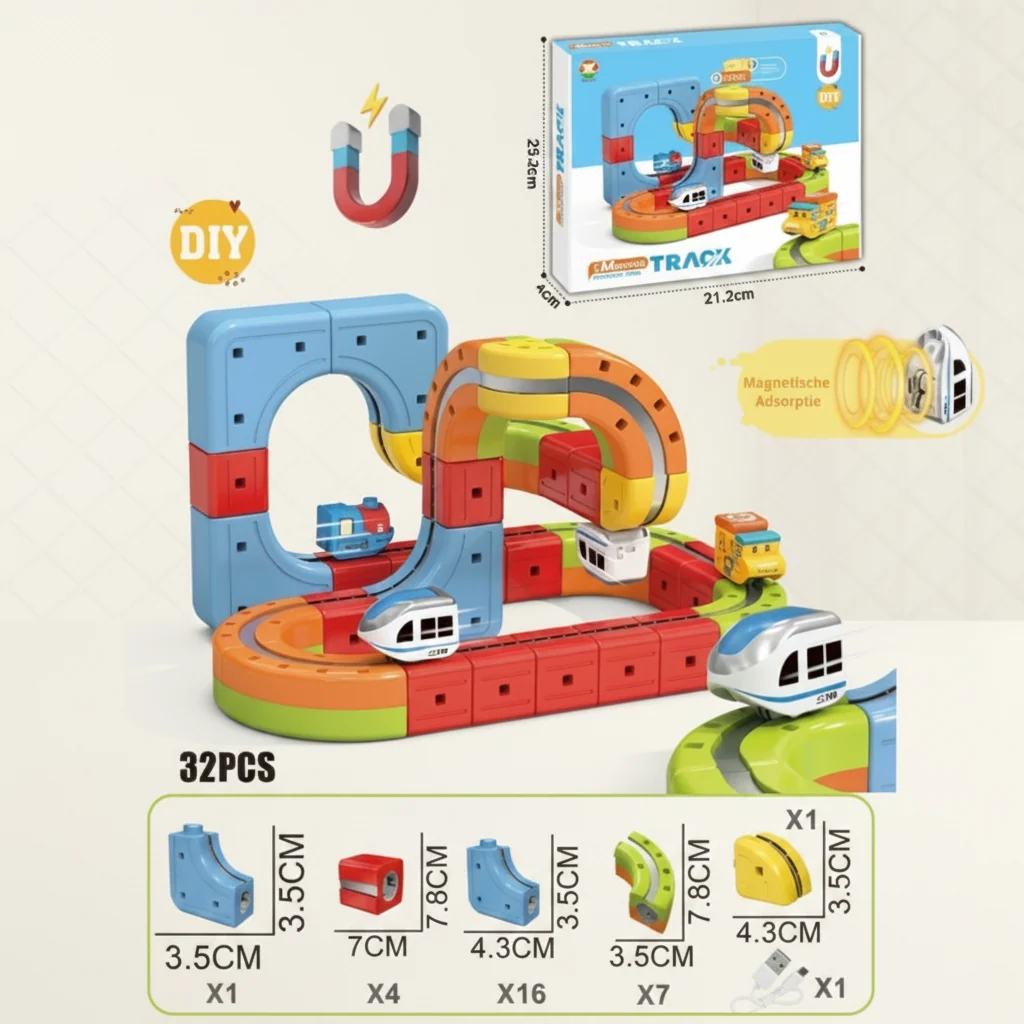 Construction Toy Electric Train Set Magnetic Playset - Image 5